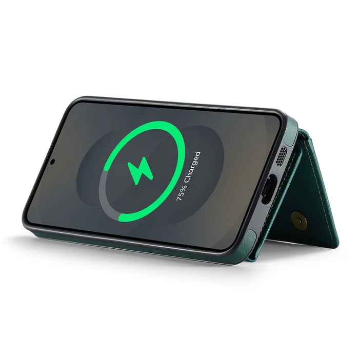 MAGKING K4 Series For Samsung Galaxy S25 FE Magnetic Case Detachable Wallet PU TPU PC Phone Cover - Green - 4