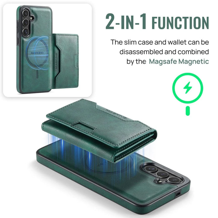 MAGKING K4 Series For Samsung Galaxy S25 FE Magnetic Case Detachable Wallet PU TPU PC Phone Cover - Green - 5