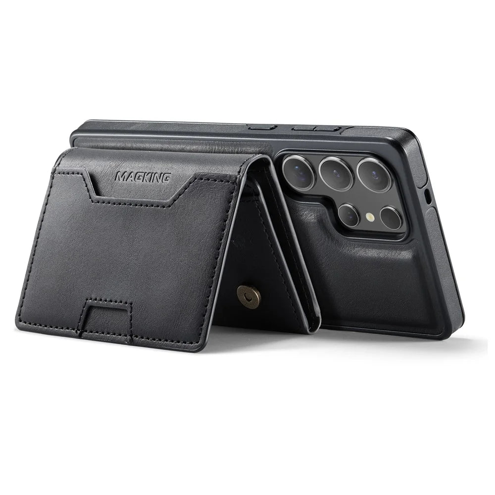MAGKING K4 Series For Samsung Galaxy S25 Ultra Magnetic Case Detachable Wallet PU TPU PC Phone Cover - Black - 3