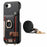 For iPhone 17e / 16e Case Card Holder Ring Kickstand Leather + PC Phone Cover with Shoulder Strap - Black - 2