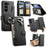 For Samsung Galaxy Z Fold5 5G Magnetic Case Detachable Wallet Stand Cloth Texture PU Leather Foldable Screen Phone Cover - Black - 1