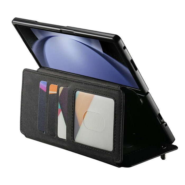 For Samsung Galaxy Z Fold5 5G Magnetic Case Detachable Wallet Stand Cloth Texture PU Leather Foldable Screen Phone Cover - Black - 3