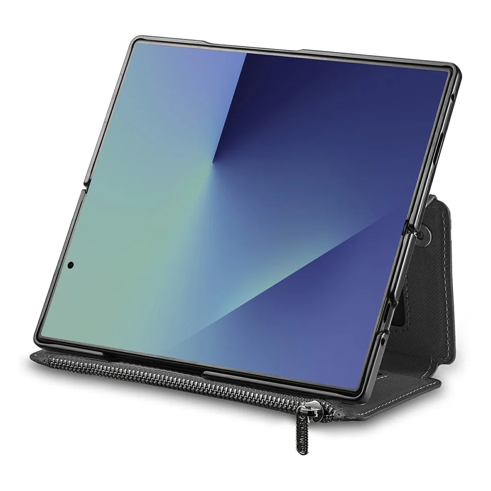 For Samsung Galaxy Z Fold7 5G Magnetic Case Detachable Wallet Stand Cloth Texture PU Leather Foldable Screen Phone Cover - Black - 4