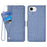 For iPhone 17e / 16e Case Jean Cloth Texture PU Leather Wallet Phone Cover with Rotating Card Slots - Blue - 1