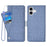 For iPhone 16 Plus Case Jean Cloth Texture PU Leather Wallet Phone Cover with Rotating Card Slots - Blue - 1