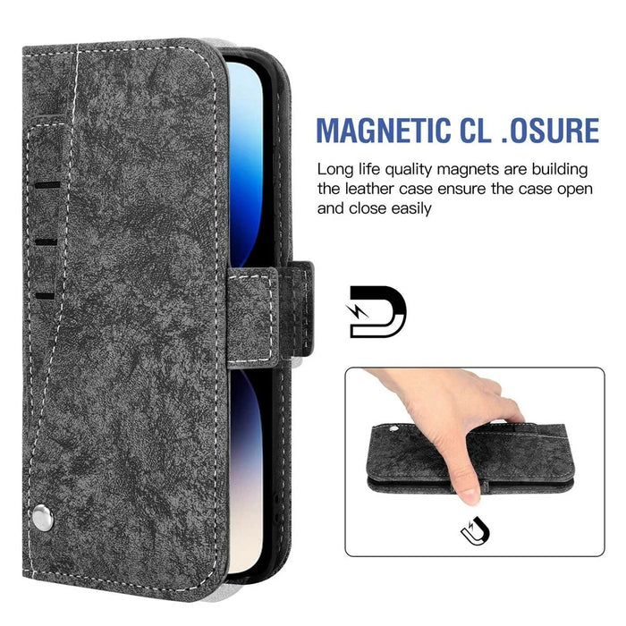 For iPhone 16 Plus Case Water-ink Painting Wallet PU Leather Phone Cover with Rotating Card Slots - Black - 5