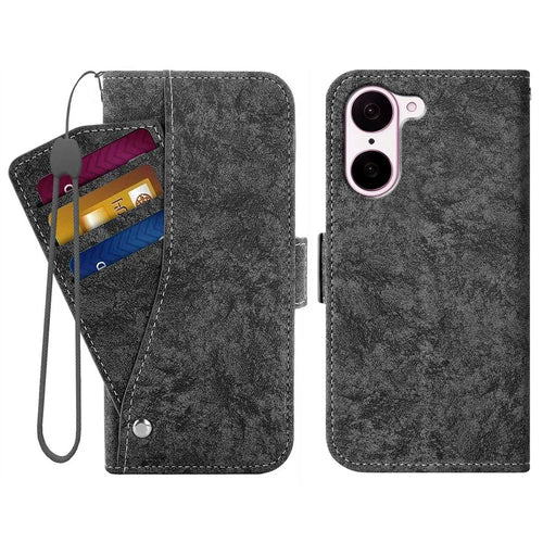For OnePlus Nord CE5 5G  /  Ace 5 Racing 5G Case Water-ink Painting Wallet PU Leather Phone Cover with Rotating Card Slots - Black - 1