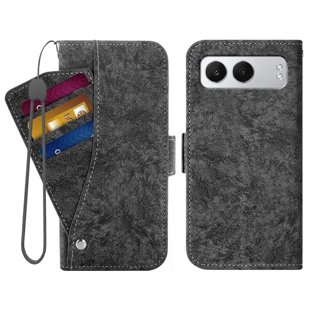 For OnePlus Nord 4 Case Water-ink Painting Wallet PU Leather Phone Cover with Rotating Card Slots - Black - 1