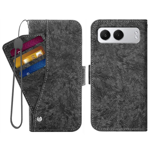 For OnePlus Nord 4 Case Water-ink Painting Wallet PU Leather Phone Cover with Rotating Card Slots - Black - 1