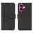 For iPhone 17 Leather Wallet Case Solid Color Skin-feel Line Splicing Phone Cover with Magnetic Clasp - Black - 1