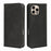For iPhone 16 Pro Max Leather Case Strong Magnetic Skin-Like Texture Embossed Lines Wallet Stand Phone Cover - Black - 1