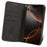 For iPhone 16 Pro Max Leather Case Strong Magnetic Skin-Like Texture Embossed Lines Wallet Stand Phone Cover - Black - 2