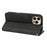 For iPhone 16 Pro Max Leather Case Strong Magnetic Skin-Like Texture Embossed Lines Wallet Stand Phone Cover - Black - 3