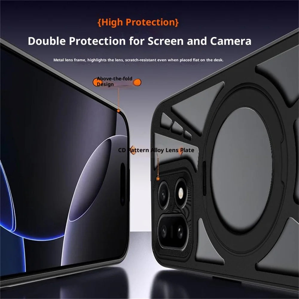 For OnePlus 15 5G Case Magnetic Kickstand Hollow Heat Dissipation Silicone + PC + Metal Bumper Phone Cover - Black - 5