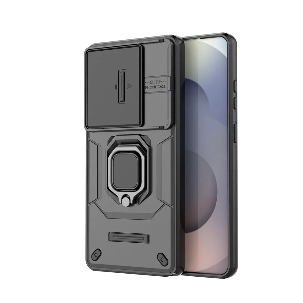 For Samsung Galaxy S26 Ultra Case PC + TPU Kickstand Phone Protector with Lens Cover - Black - 5