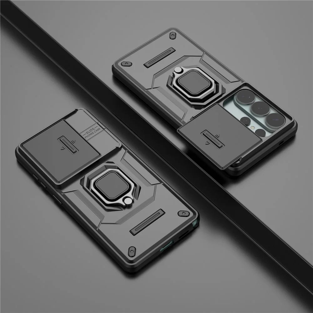 For Samsung Galaxy S26 Ultra Case PC + TPU Kickstand Phone Protector with Lens Cover - Black - 7