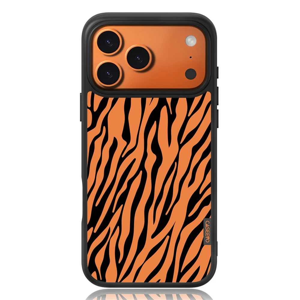 CASEEVO For iPhone 17 Pro Max Case Compatible with MagSafe Zebra Pattern TPU PC Phone Cover - Orange - 1