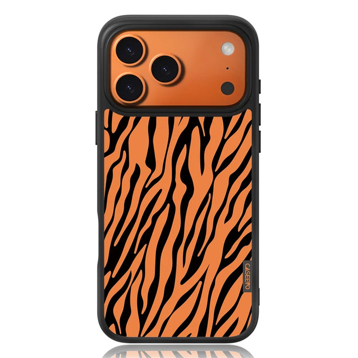 CASEEVO For iPhone 17 Pro Max Case Compatible with MagSafe Zebra Pattern TPU PC Phone Cover - Orange - 1