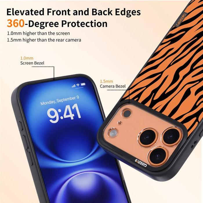 CASEEVO For iPhone 17 Pro Max Case Compatible with MagSafe Zebra Pattern TPU PC Phone Cover - Orange - 6
