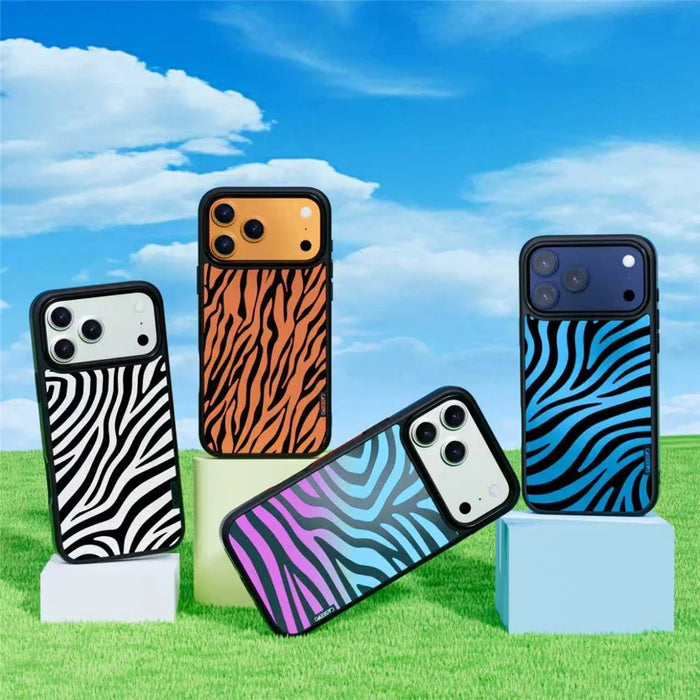 CASEEVO For iPhone 17 Pro Max Case Compatible with MagSafe Zebra Pattern TPU PC Phone Cover - Orange - 7