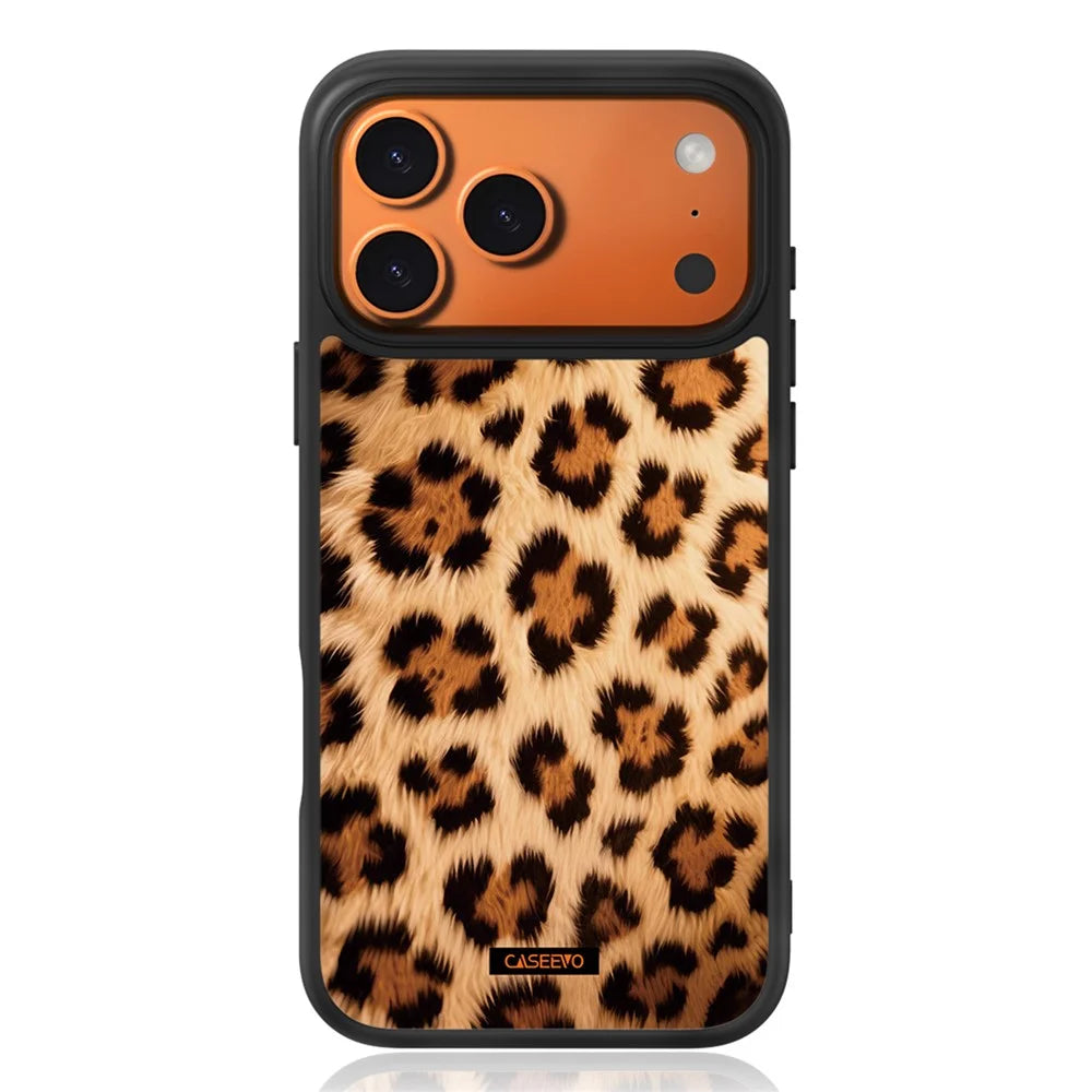 CASEEVO For iPhone 17 Pro Case Compatible with MagSafe Leopard Pattern TPU PC Phone Cover - Brown - 1