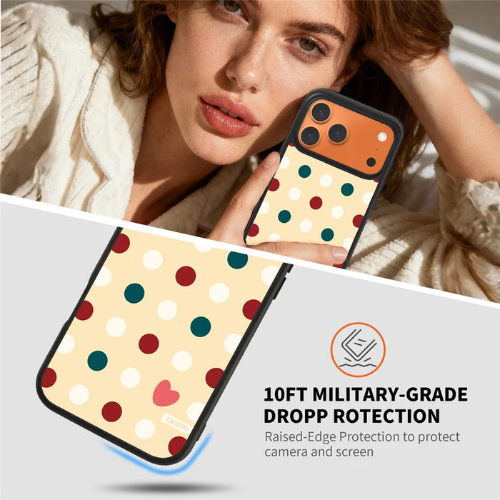 CASEEVO For iPhone 17 Pro Case Compatible with MagSafe Round Dot Pattern TPU PC Phone Cover - Sparkling - 4