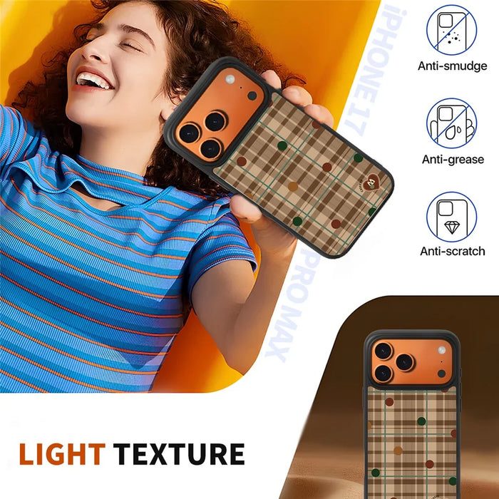 CASEEVO For iPhone 17 Pro Max Case Compatible with MagSafe Grid Pattern TPU PC Phone Cover - Colorful British Plaid - 3