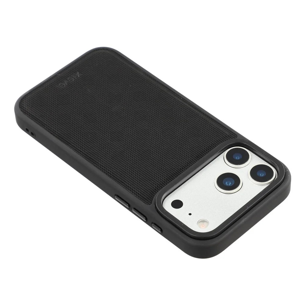 X-LEVEL For iPhone 17 Pro Max Magnetic Case Longitude Latitude Texture PU Leather PC TPU Phone Cover - Black - 5
