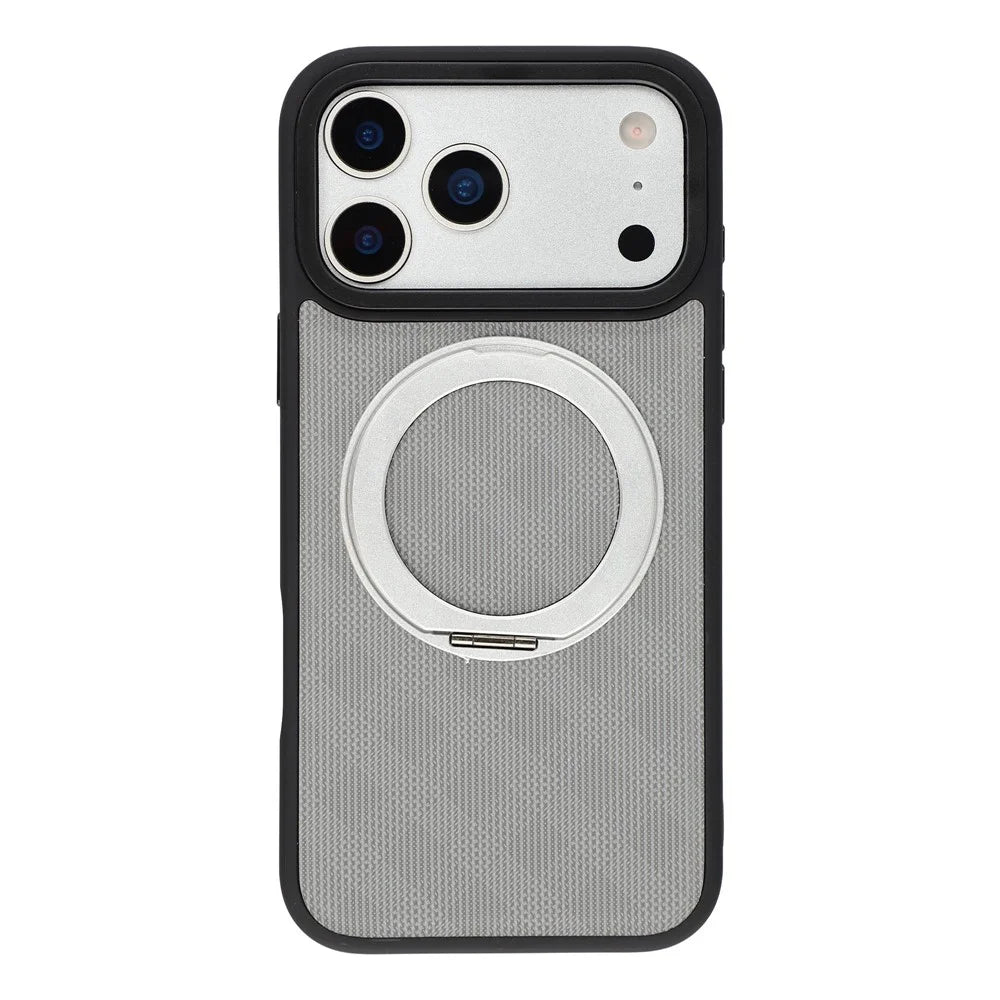 X-LEVEL For iPhone 17 Pro Magnetic Case Kickstand Longitude Latitude Texture PU Leather PC TPU Phone Cover - Grey - 3