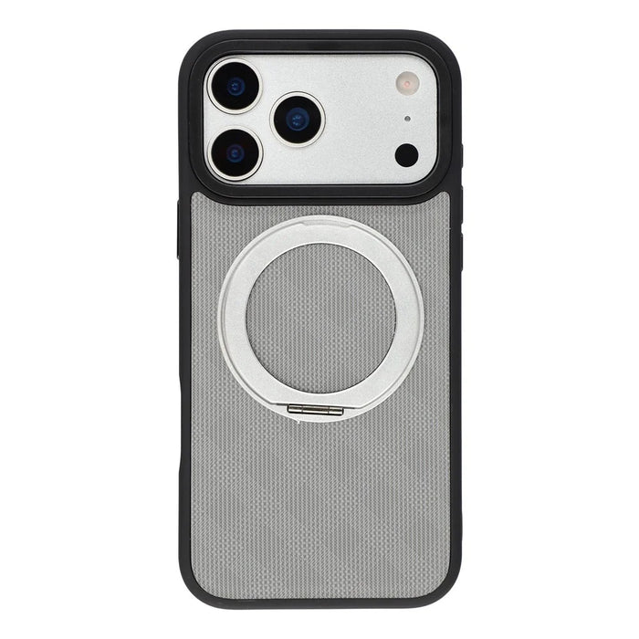 X-LEVEL For iPhone 17 Pro Magnetic Case Kickstand Longitude Latitude Texture PU Leather PC TPU Phone Cover - Grey - 3