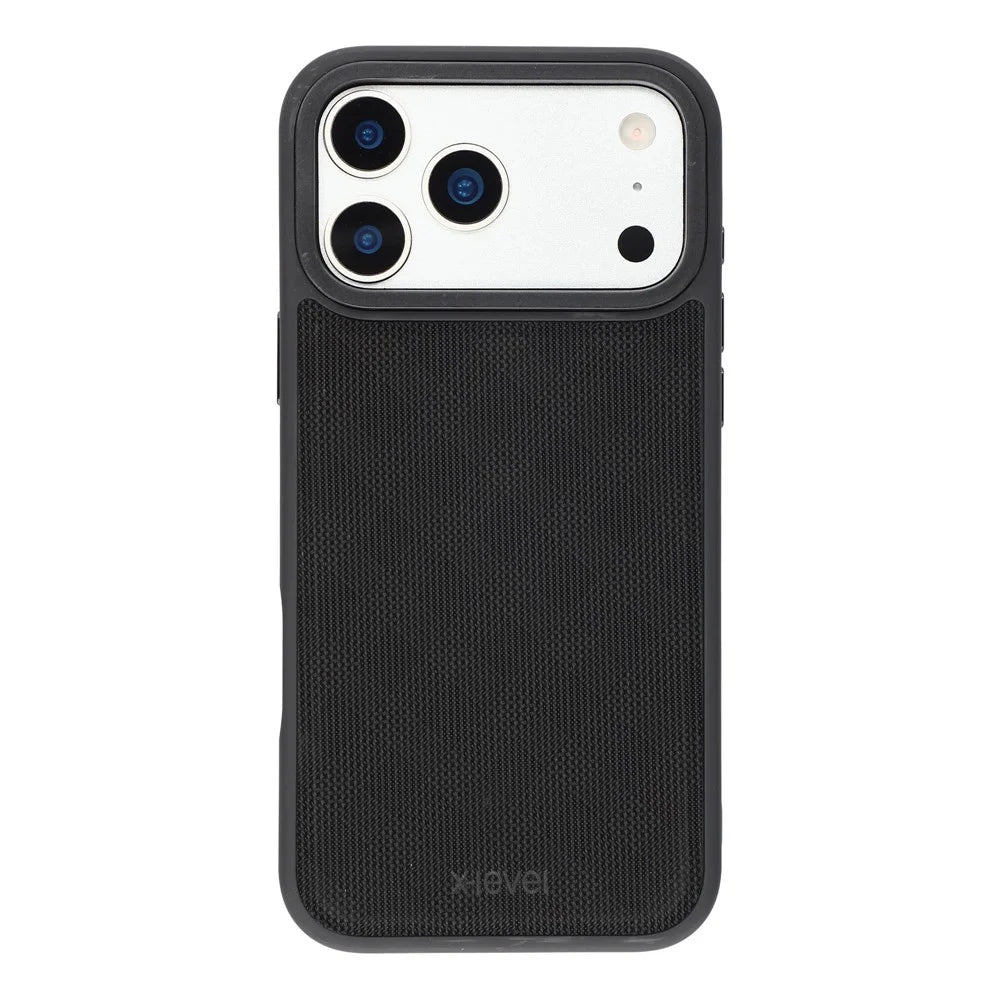 X-LEVEL For iPhone 17 Pro Magnetic Case Longitude Latitude Texture PU Leather PC TPU Phone Cover - Black - 3