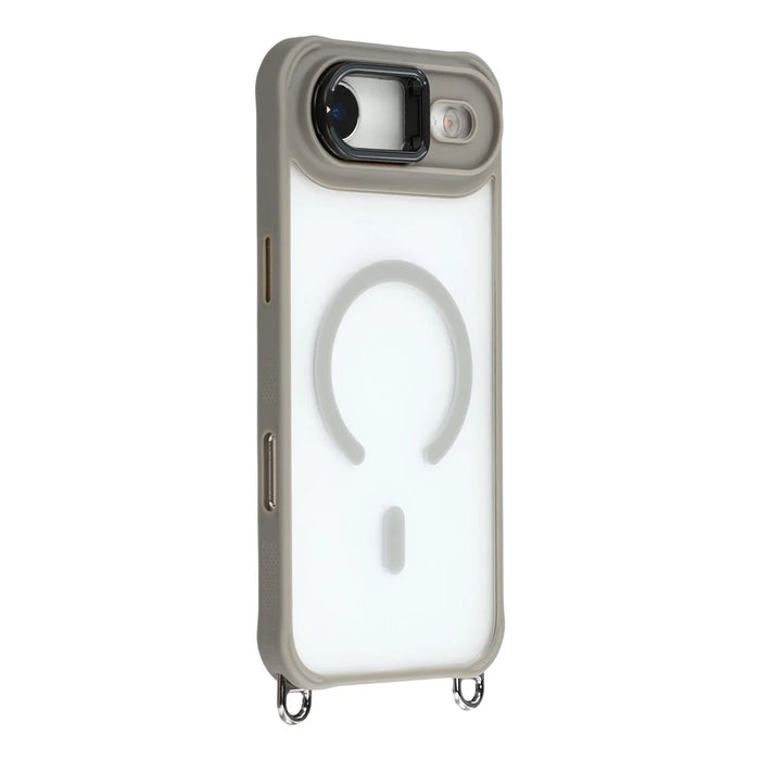 For iPhone Air Case Compatible with MagSafe PC TPU Phone Cover with Adjustable Lanyard  /  Camera Frame Kickstand - Grey - 3
