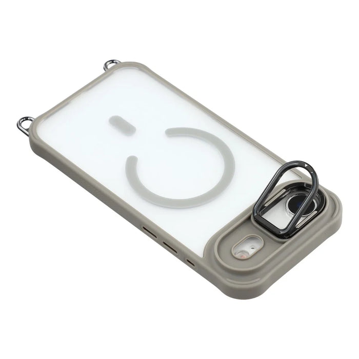For iPhone Air Case Compatible with MagSafe PC TPU Phone Cover with Adjustable Lanyard  /  Camera Frame Kickstand - Grey - 6