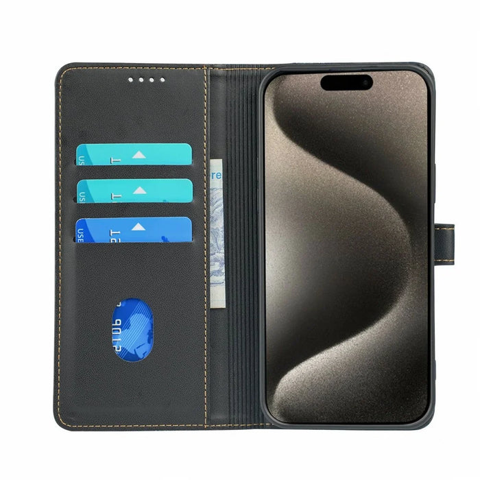 For iPhone 17 Pro Case Magnetic Clasp Four Leaf Clover Leather Phone Cover - Black - 2
