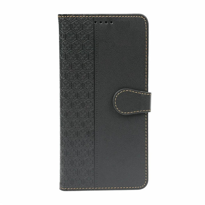 For iPhone 17 Pro Case Magnetic Clasp Four Leaf Clover Leather Phone Cover - Black - 4