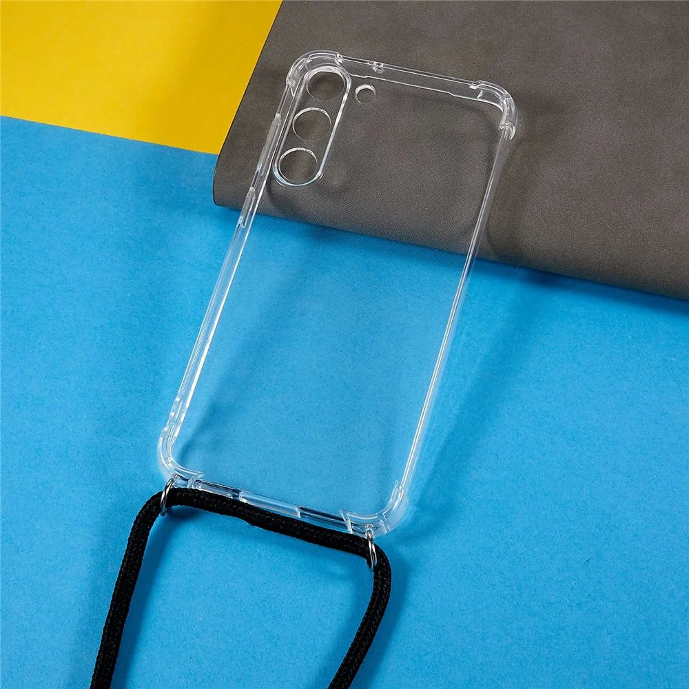 For Samsung Galaxy S23+ Transparent Anti-drop Soft TPU Case Four Corner Anti-Drop Phone Back Cover with Lanyard - 2