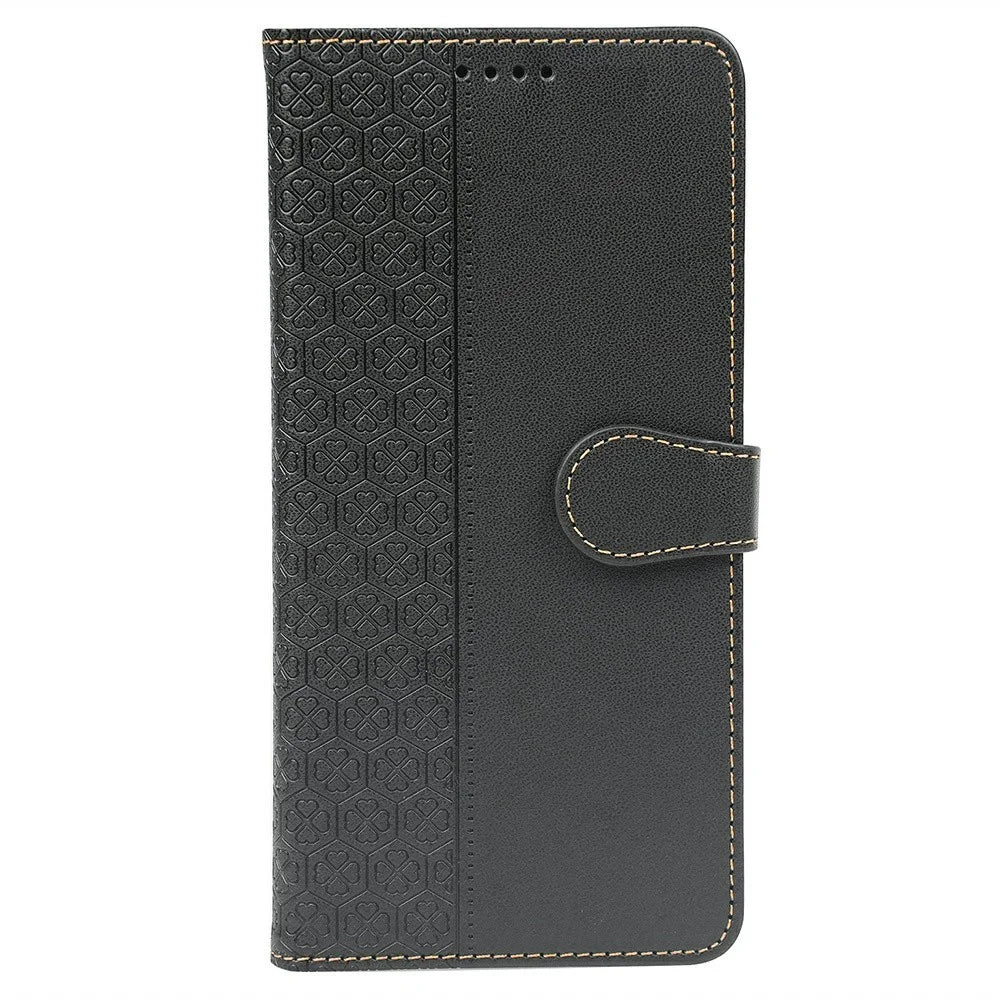 For Samsung Galaxy S25 Edge Case Magnetic Clasp Four Leaf Clover Leather Phone Cover - Black - 4