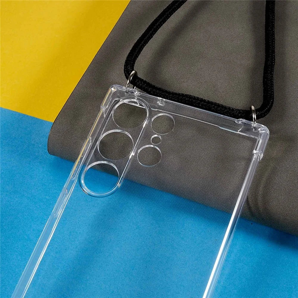 For Samsung Galaxy S23 Ultra Anti-Drop Phone Back Cover HD Clear Four Corner Anti-drop Soft TPU Case with Lanyard - 4