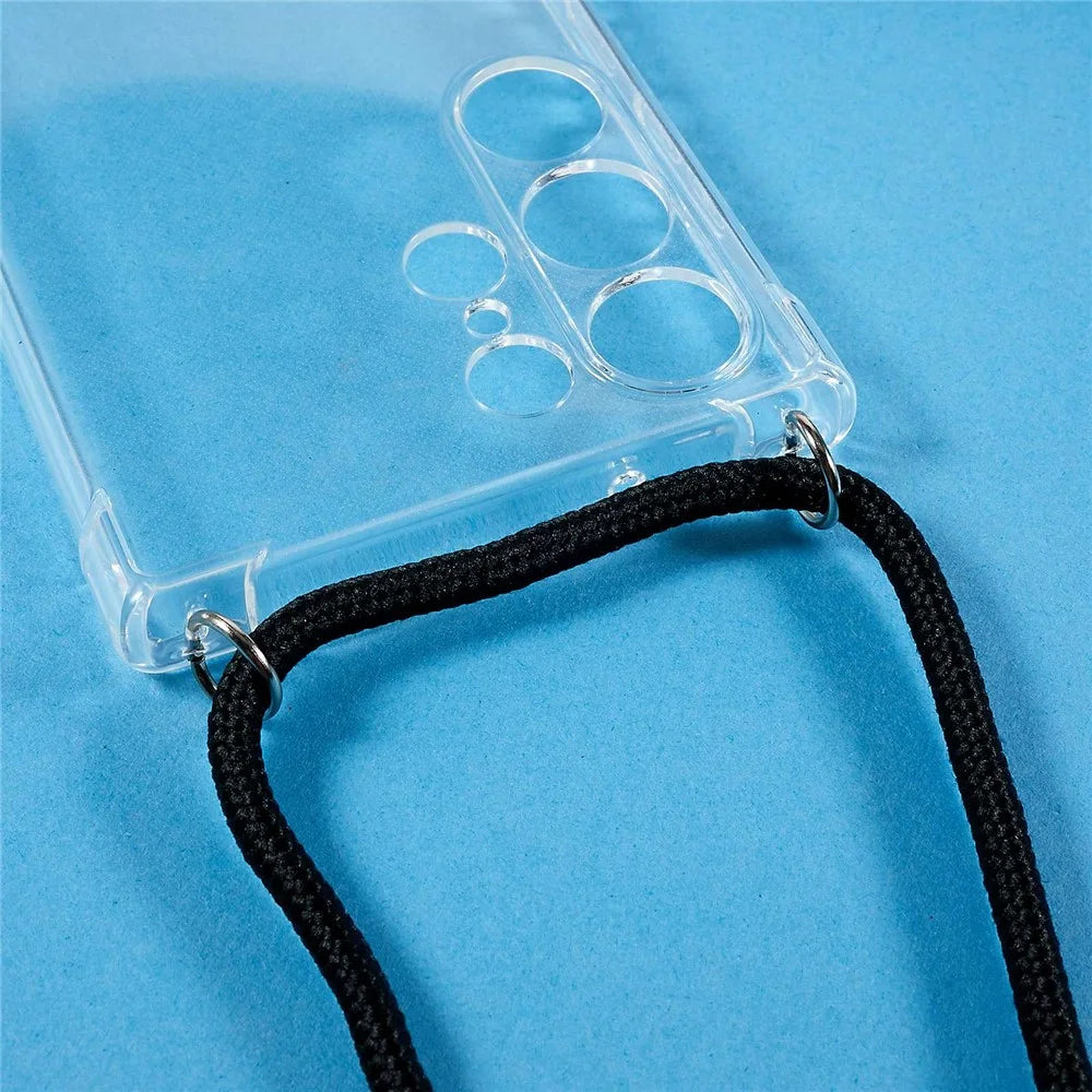 For Samsung Galaxy S23 Ultra Anti-Drop Phone Back Cover HD Clear Four Corner Anti-drop Soft TPU Case with Lanyard - 5