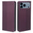 For iPhone 17 Pro Max Case Four Leaf Clover Leather Flip Phone Cover Stand Wallet - Dark Purple - 1
