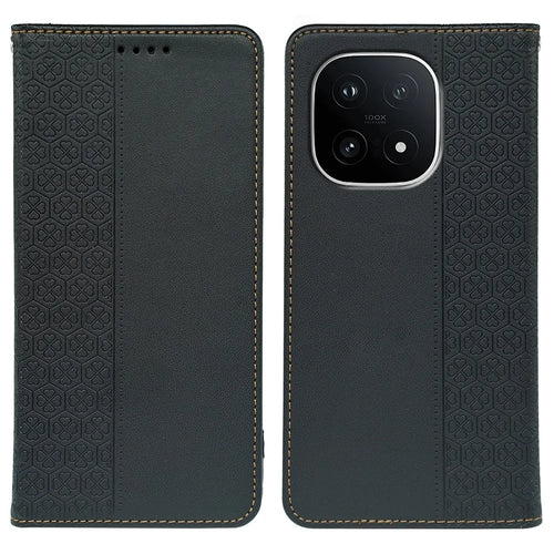 For vivo iQOO 15 5G Case Four Leaf Clover Leather Flip Phone Cover Stand Wallet - Black - 1