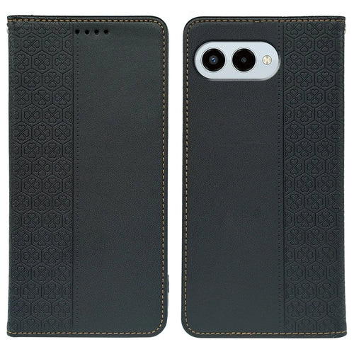 For T-Mobile REVVL 8  /  T Phone 3 Case Four Leaf Clover Leather Flip Phone Cover Stand Wallet - Black - 1
