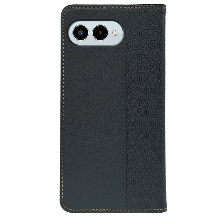 For T-Mobile REVVL 8  /  T Phone 3 Case Four Leaf Clover Leather Flip Phone Cover Stand Wallet - Black - 5