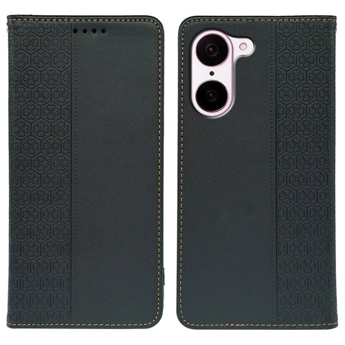 For OnePlus Nord CE5 5G  /  Ace 5 Racing 5G Case Four Leaf Clover Leather Flip Phone Cover Stand Wallet - Black - 1