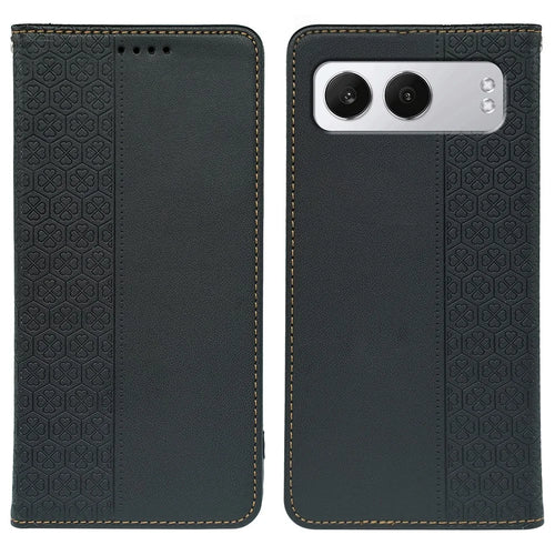 For OnePlus Nord 4 Case Four Leaf Clover Leather Flip Phone Cover Stand Wallet - Black - 1