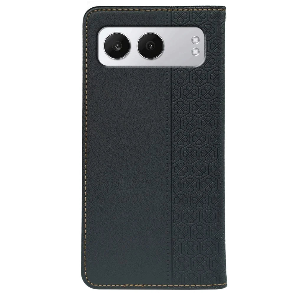 For OnePlus Nord 4 Case Four Leaf Clover Leather Flip Phone Cover Stand Wallet - Black - 5