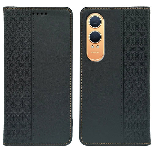 For OnePlus Nord CE4 Lite 5G  /  Oppo K12x 5G (China) Case Four Leaf Clover Leather Flip Phone Cover Stand Wallet - Black - 1