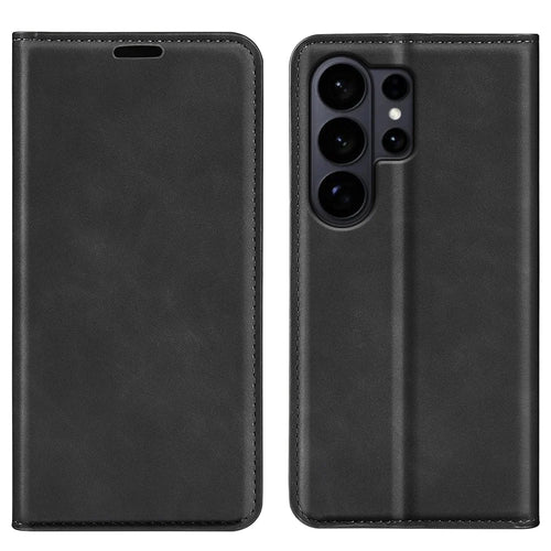 For Samsung Galaxy S26 Ultra Case Skin Touch Leather Wallet Phone Cover - Black - 1