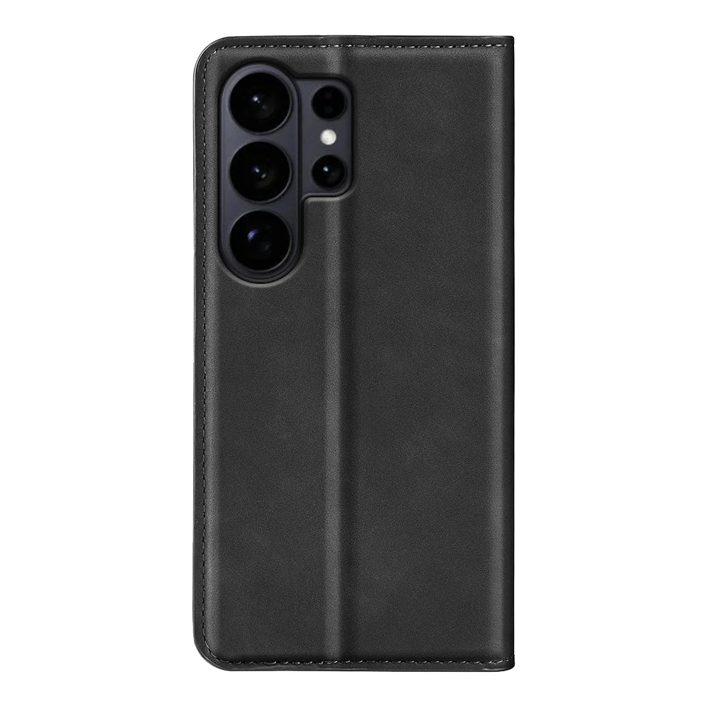 For Samsung Galaxy S26 Ultra Case Skin Touch Leather Wallet Phone Cover - Black - 4