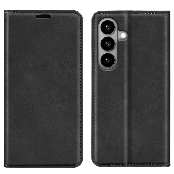 For Samsung Galaxy S26 Case Skin Touch Leather Wallet Phone Cover - Black - 1